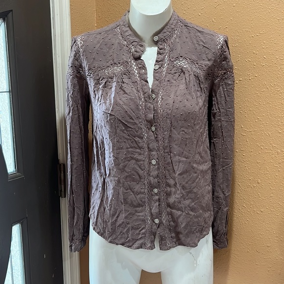 Free people light brown button up blouse - Picture 3 of 7
